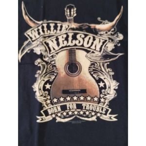WILLIE NELSON -1990 Vintage Born For Trouble Guitar T-shirt ~Never Worn~L XL 2XL